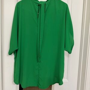 Green and Purple Women's Tie-Neck Blouse